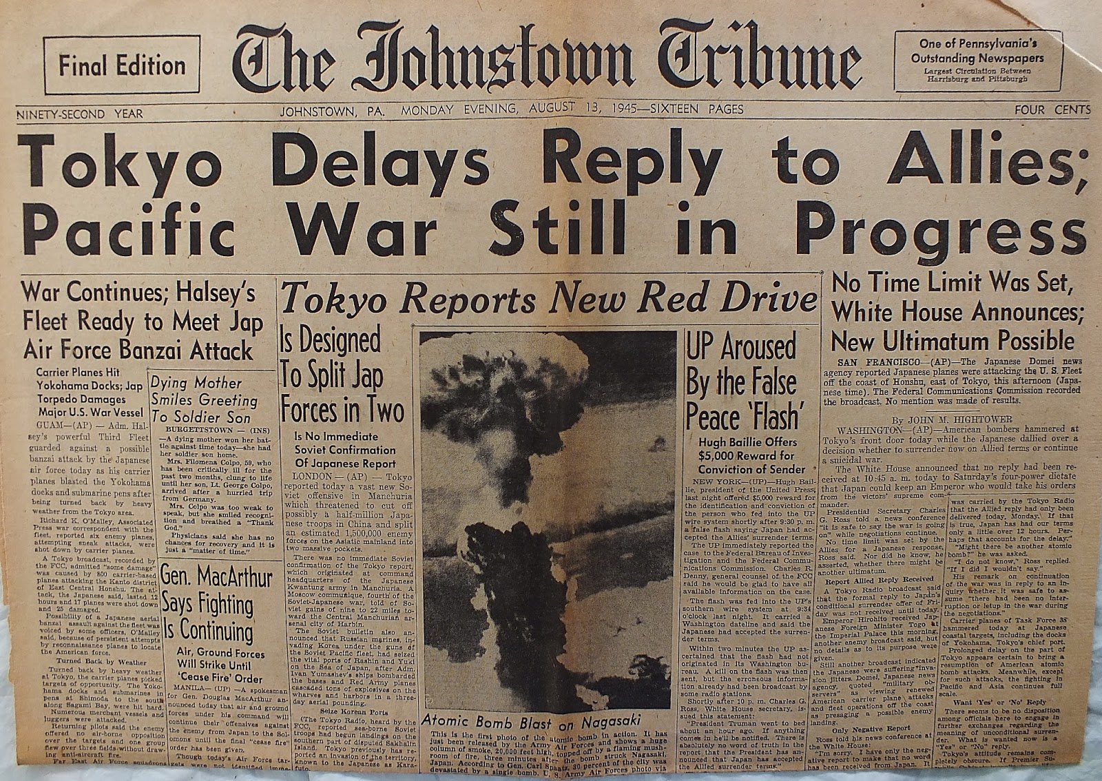 The Johnstown Tribune - WWII: August 13, 1945: Toyko ...