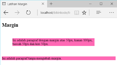 margin css satu baris kode