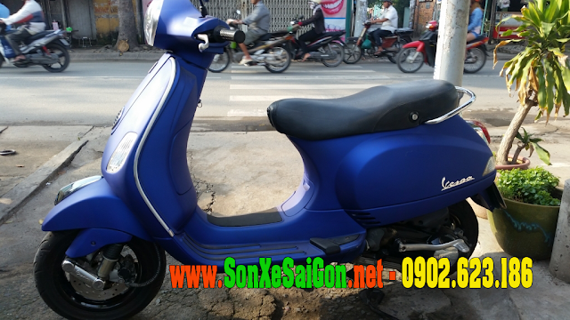 Mẫu sơn xe Vespa LX màu xanh nhám cực đẹp