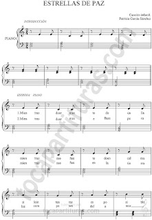  Partitura de Estrellas de Paz para Piano fácil (incluye letra) Easy Sheet Music Peace Stairs