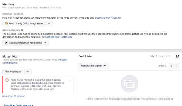 membuat iklan dengan menggunakan postingan halaman facebook