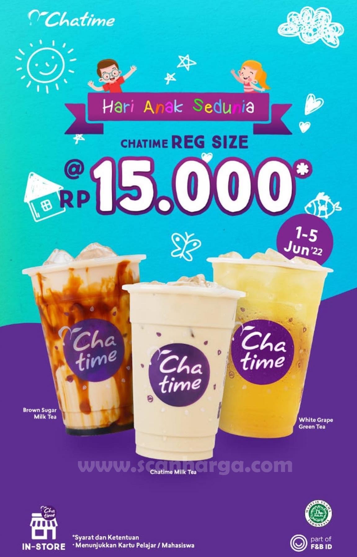 CHATIME Promo Hari Anak Sedunia - Harga Spesial 1 Cup Cuma 15 Ribu