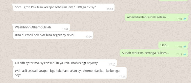 Testimoni Kepuasan Pelanggan ke WA 081555882600