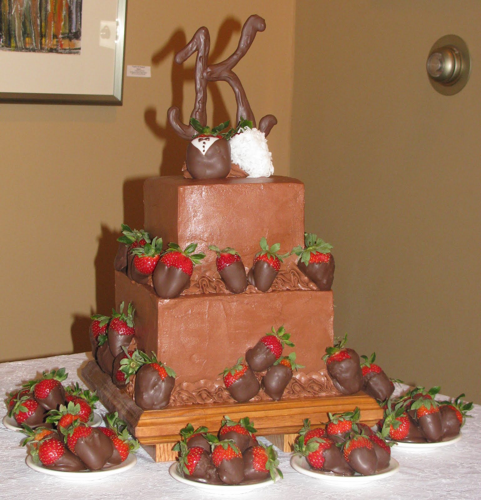 chocolate cake with strawberries Chocolate Strawberry Groom's Cake / Keller Wedding
