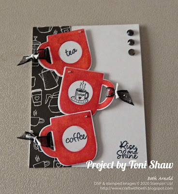 Craft with Beth: Stampin' Up! Second Sunday Sketches 012 card sketch challenge with measurements  Rise and Shine stamp set Cup of Cheer Dies Coffee Break Designer Series Paper DSP