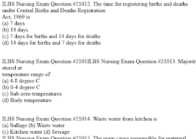 ILBS Nurses Recruitment Exam Model Questions with Answer