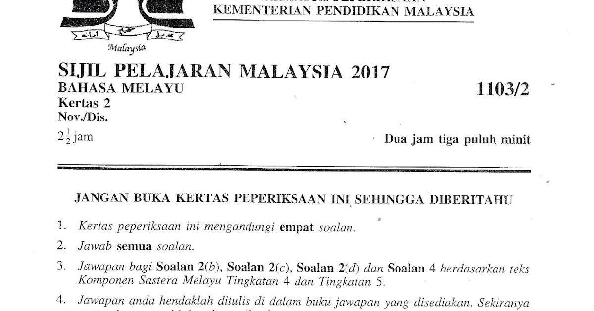 Soalan Sebenar Spm 2019 Bahasa Inggeris - Selangor a
