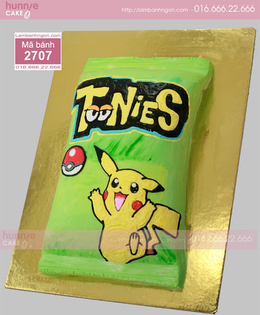 Bánh sinh nhật hình gói bim bim Pokemon