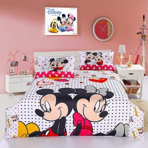 Mickey and Minnie Mouse Queen Cartoon Bedding Set 