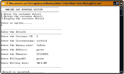 Enter the customer details in Online Gas booking system