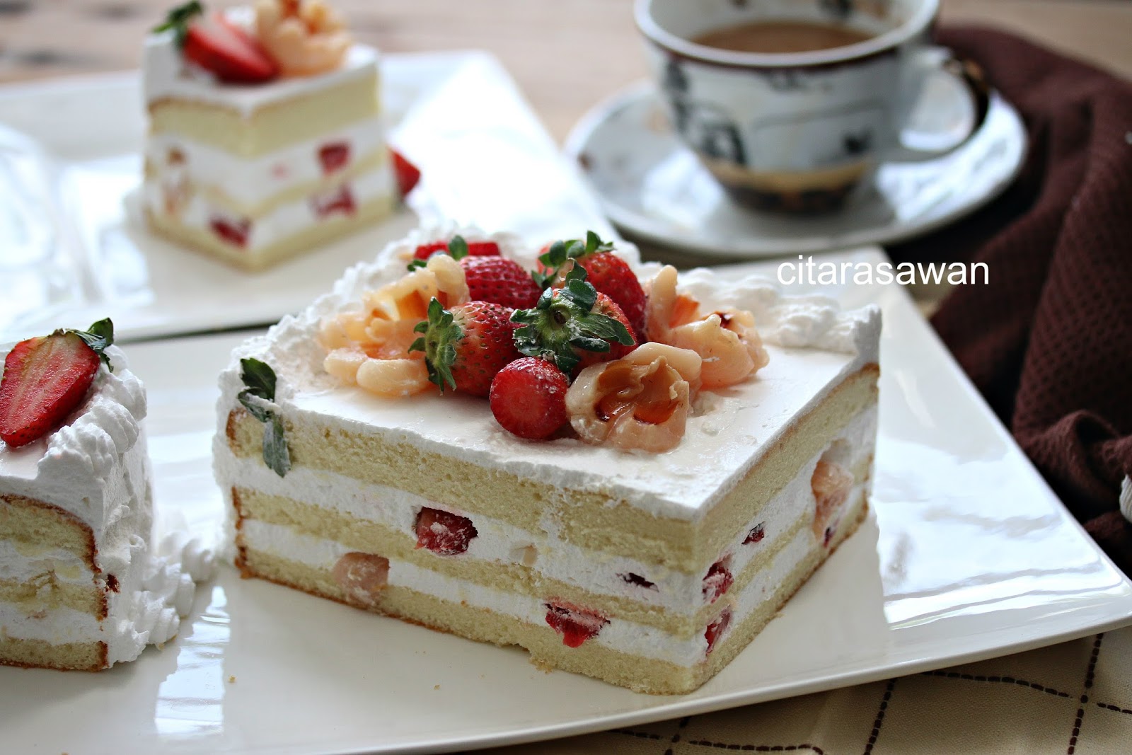 Kek Krim Laici / Lychee Cream Cake ~ Resepi Terbaik