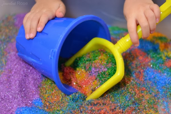 FUN KID PROJECT:  Make your own play sand (A great activity for Summer)