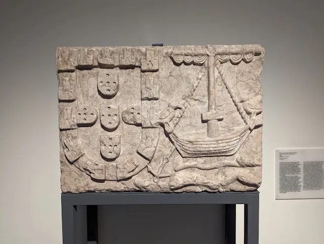 Stone tablet featuring the symbol of Lisbon: a ship