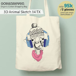 OceanSeven_Shopping Bag_Tas Belanja__Nature & Animal_3D Animal Sketch 14 TX