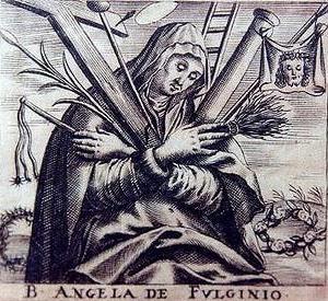 Retrato de Santa Angela de Foligno en grises