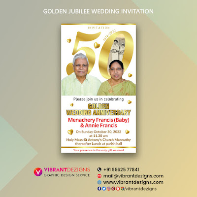 Golden Jubilee Wedding anniversary invitation, couple wedding anniversary design