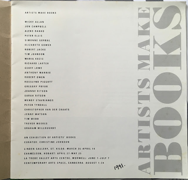 Artists Making Books, 1991, contents