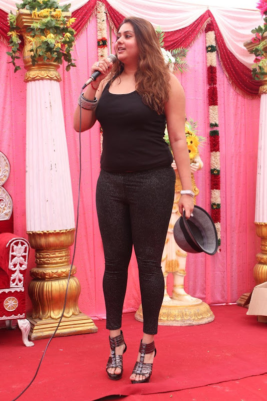 Namitha at JS Paradise Family Marriage Hall Launch Stills navel show