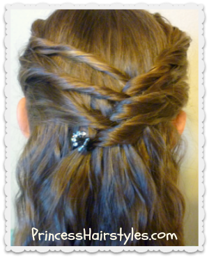 Cute Half Up Hair style - Criss Cross Twists princesshairstyles.com