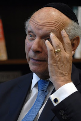 New York's, Rabbi Arthur Schneier, gestures  during an interview for the Associated Press in  Sarajevo, Bosnia-Herzegovina, on July 9, 2012.  Schneier, a Holocaust survivor, is in Bosnia for  the 17th anniversary of the Srebrenica genocide.