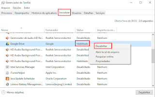 Limitar os processos de abertura do Windows