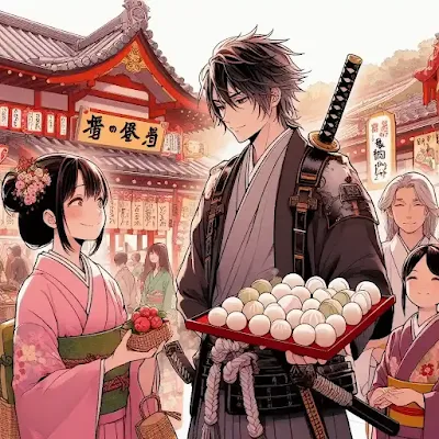 Um mangá de um samurai que visita o santuário de Hachiman em Kamakura para participar do torneio de esgrima, e encontra uma garota que lhe oferece um mochi e um omikuji.