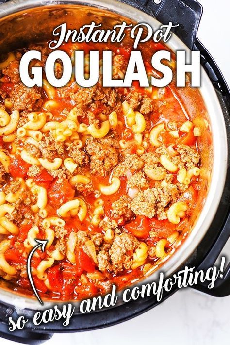 Make comforting, hearty Goulash in your Instant Pot! This Americanized version of Goulash could not be easier or more delicious. It cooks perfectly every time and is done in only 30 minutes. Perfect easy dinner any night of the week! #goulash #comfortfood #instantpot #instantpotgoulash #easydinner