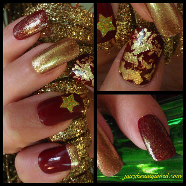 red and gold nail designs