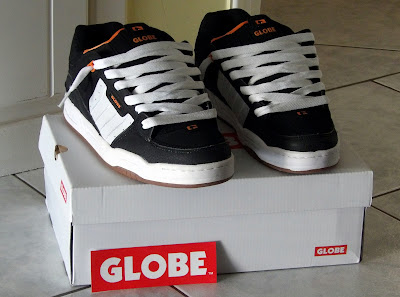 globe fusion skate shoes black white orange