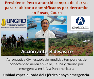 Presidente, Ejército, Fuerza Aérea, Aeronáutica Civil y Gestión del Riesgo ante emergencia de Rosas