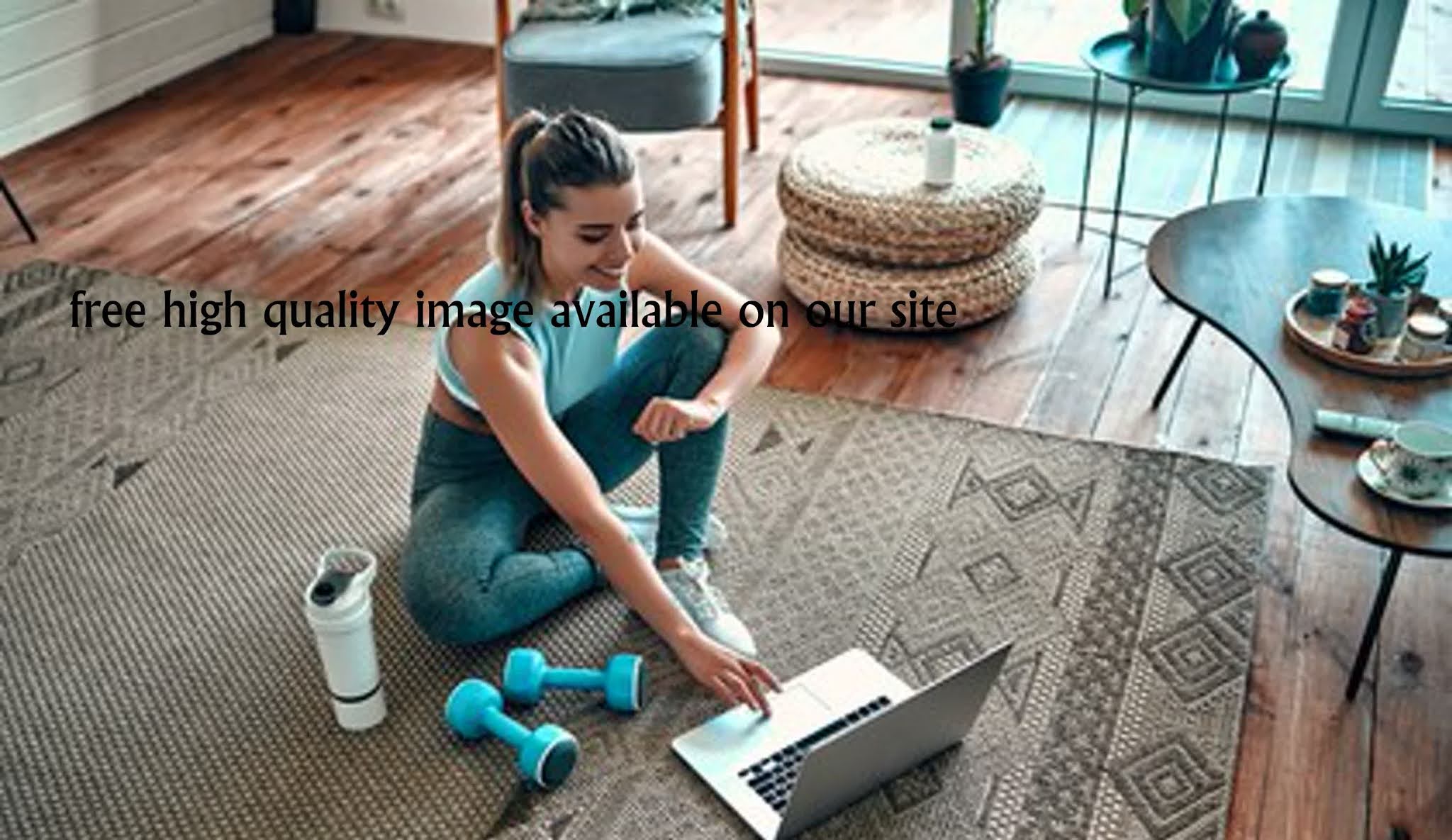 lifestyle, health, workout, healthy, caucasian, online, technology, people, sitting, body, active, bottle, beautiful, using, aerobics, sporty, cocktail, girl, laptop, yoga, shake, notebook, wellness, slim, room, woman,home, computer, food, fitness, young, device, protein, weight, nutrition, water, gymnastics, wireless, person, sport, energy, dumbbells, sportswear, dumbbell, exercise, fit, physical, internet, female, happy