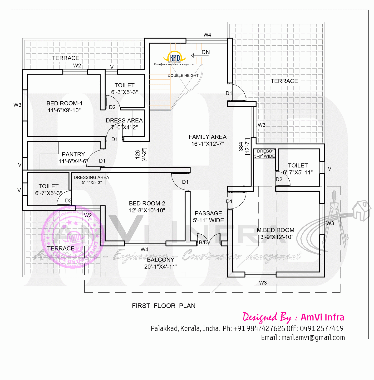  5  bedroom  house  elevation  with floor plan  Kerala home  