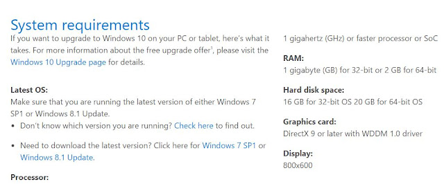 Windows 10 system requirement