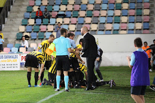 Movilla celebra el gol del triunfo