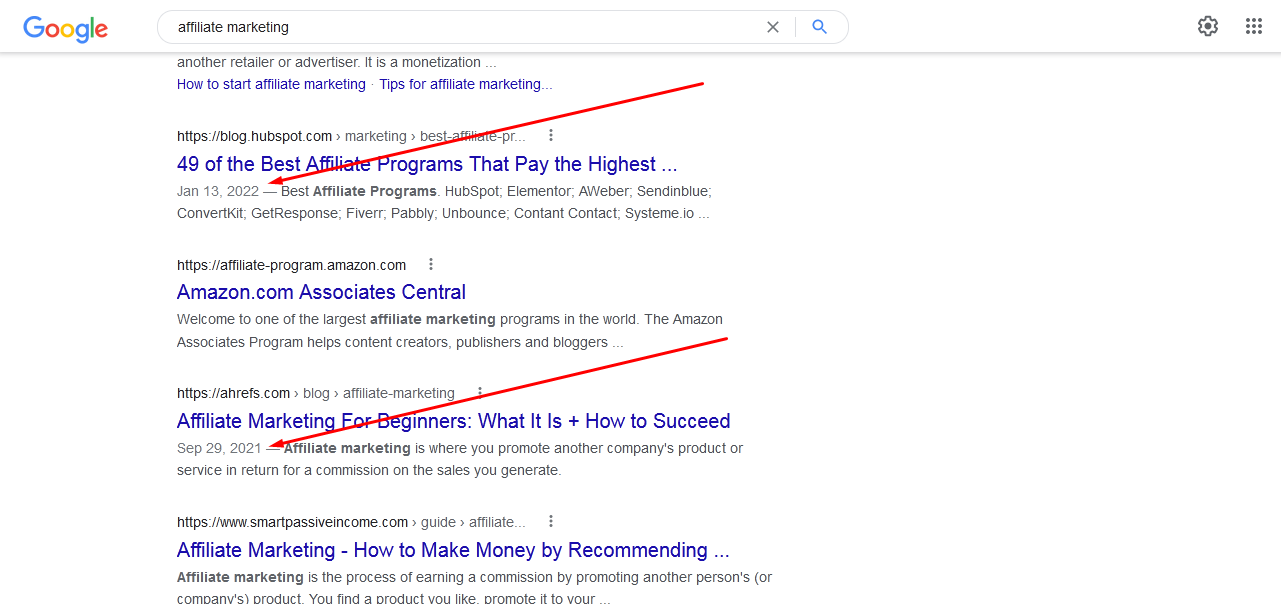 Affiliate Marketing first page in google