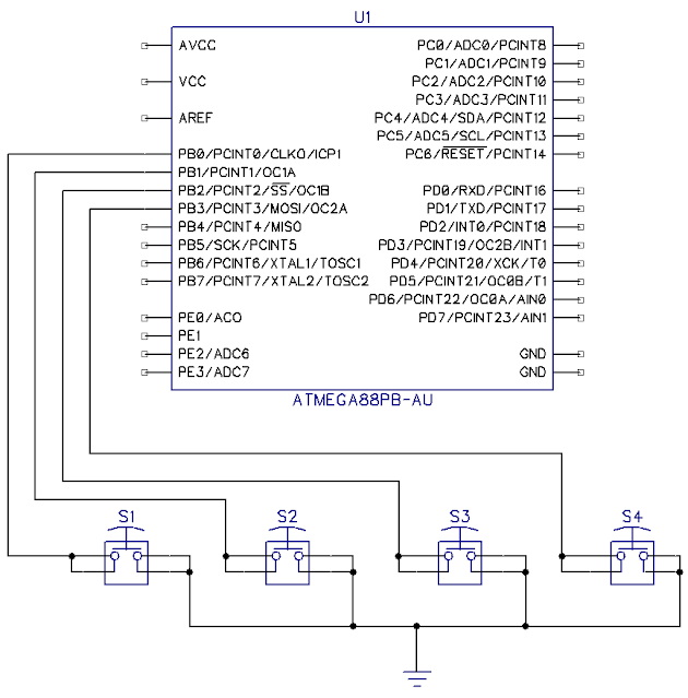 Connecting push buttons to a microcontroller