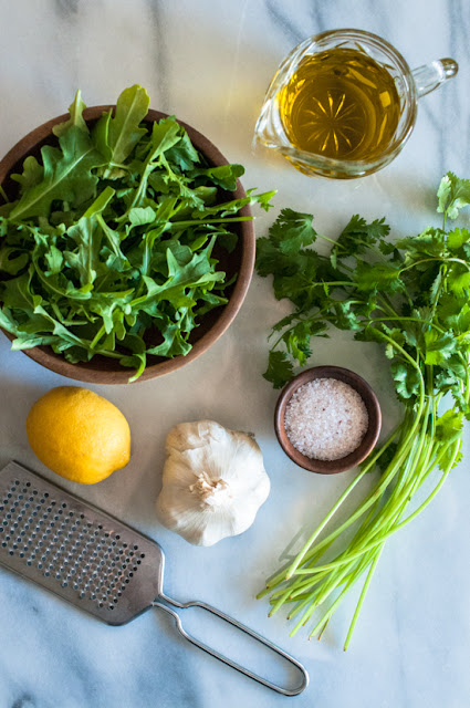 Arugula Pesto (Dairy-free, Nut-free, AIP, Paleo, Whole30, 21DSD, Vegan) 