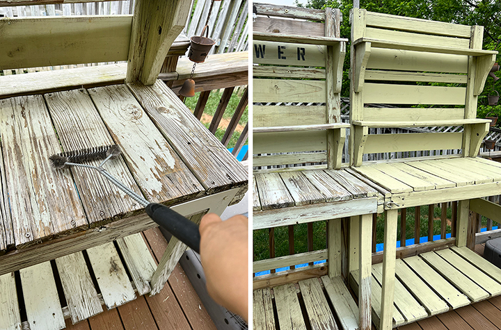cleaning flaking paint from outdoor furniture