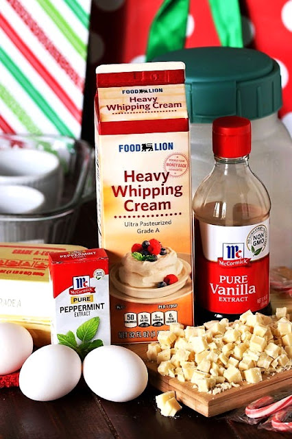Peppermint-White Chocolate Creme Brulee Ingredients Image