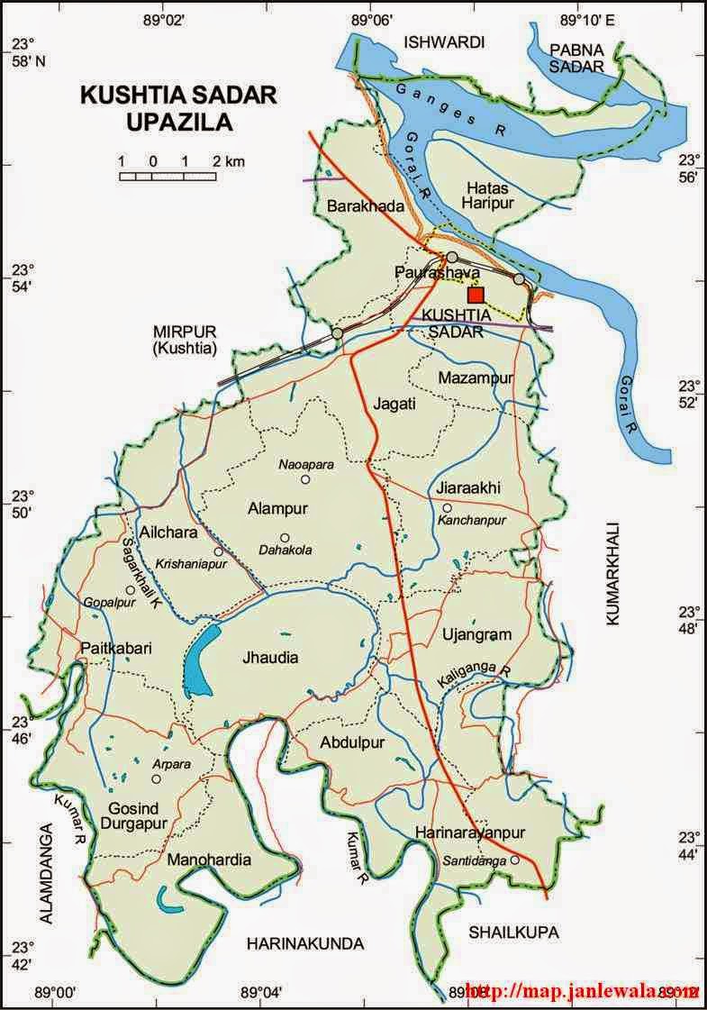 kushtia sadar upazila map of bangladesh