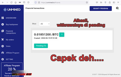 Review: Situs Mining Bitcoin Unmined.io Ternyata adalah SCAM