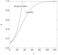 A plot of the solution to the logistic equation.