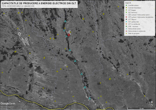 Unitati de producere a energiei electrice din judetul Olt in anul 2020.
