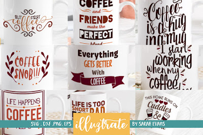Coffee Quotes Bundle SVG Cut Files