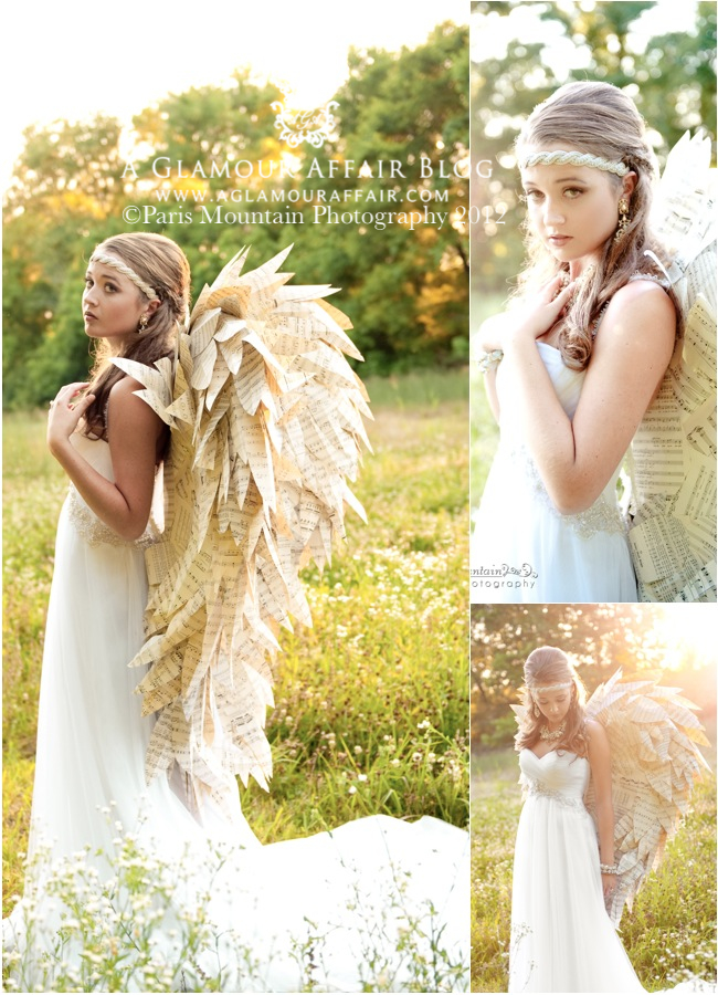 bridal vintage styled photo shoot with gypsy style and paper angel wings