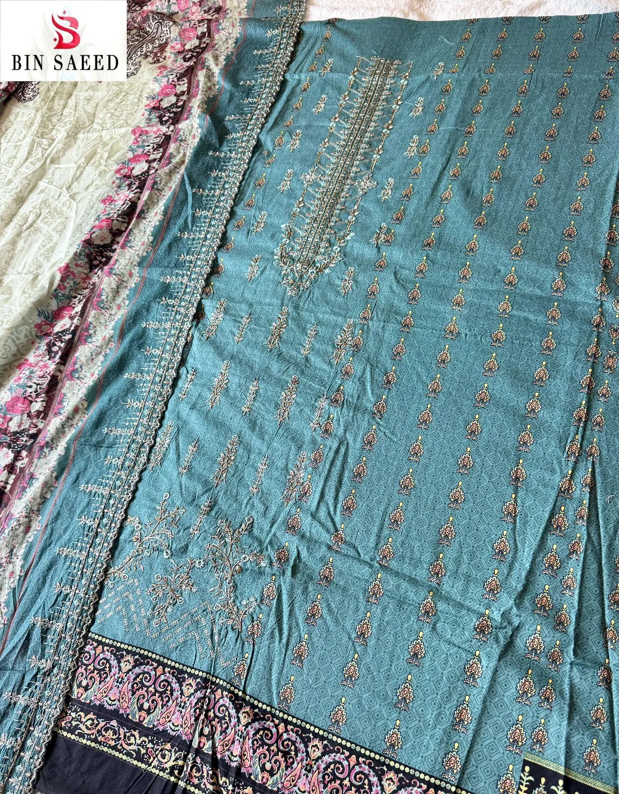 Design 3537 Bin Saeed Jihan Lawn Self Embroidrey Karachi Salwar Suits
