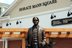 Horace Mann statue in downtown Franklin, the father of public education
