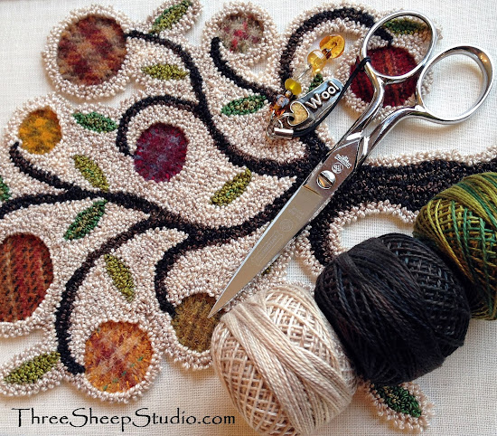 'Olde Orchard' Punch Needle Design in Punch Needle & Primitive Stitcher Magazine 