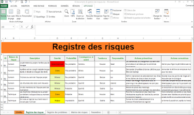 Télécharger gratuitement 03 documents Excel de gestion des risques : 1- Registre des risques- Excel 2- Registre des problèmes- Excel 3- Matrice des risques (Diagramme de Farmer)- Excel