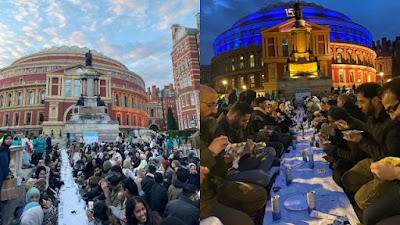 Catat Sejarah, Ratusan Umat Muslim Ikuti Open Iftar 2022 di Tangga Royal Albert Hall London